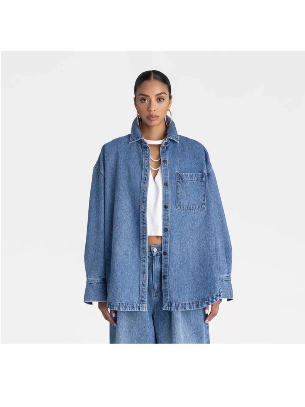KBB by KAHLANA Women's
Long Sleeve The Samira Shirt' - Medium Wash